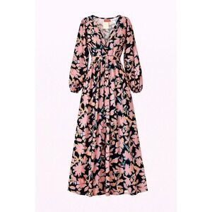 Maaji‎ NWT Multicolor Floral Print V Neck Long Sleeve Maxi Dress Size L